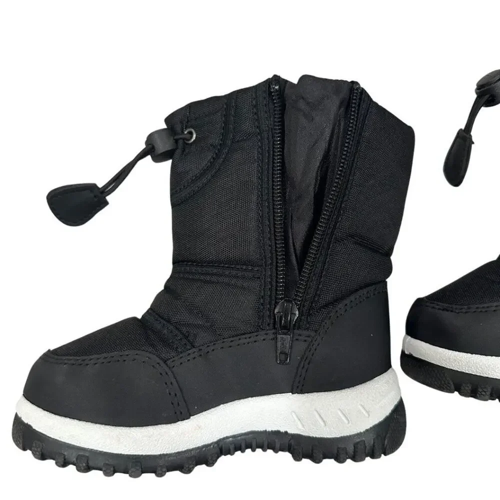 EQUICK Boys Girls Winter Boots Waterproof Lightweight Kid Snow Boots with Fur 25